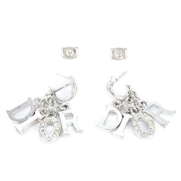 Christian Dior Logo Earrings Silver