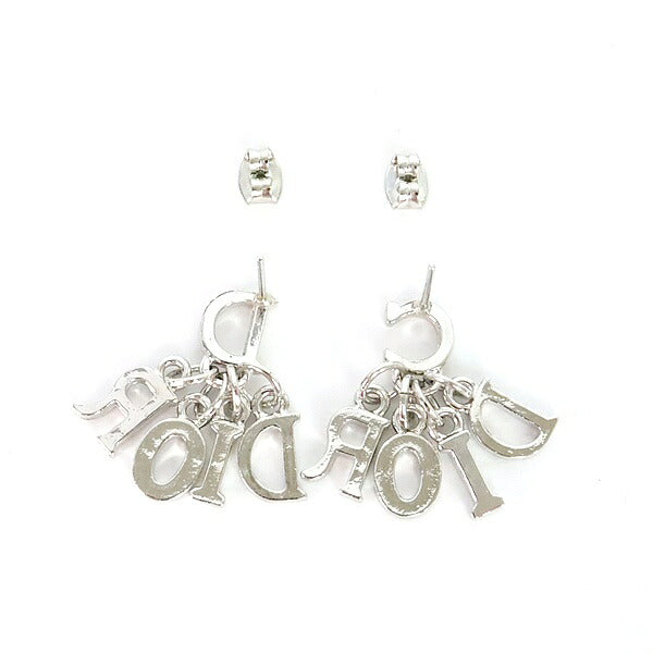 Christian Dior Logo Earrings Silver