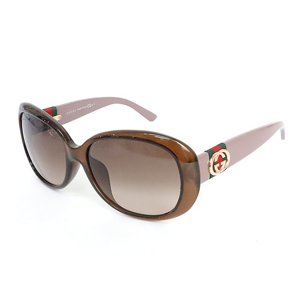 GUCCI Sherry Line Interlocking Sunglasses Brown Size 57□16