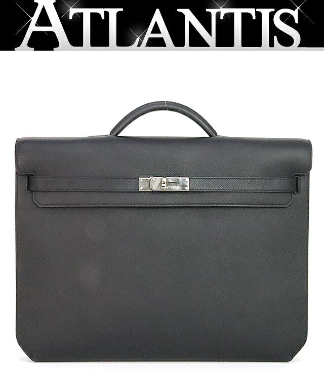 HERMES Kelly Depeches 36 Epsom Leather Briefcase Stamp Black