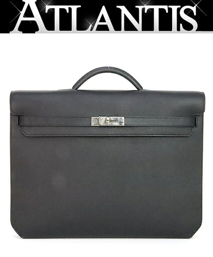 HERMES Kelly Depeches 36 Epsom Leather Briefcase Stamp Black