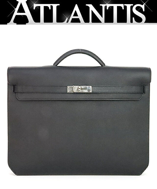 HERMES Kelly Depeches 36 Epsom Leather Briefcase Stamp Black