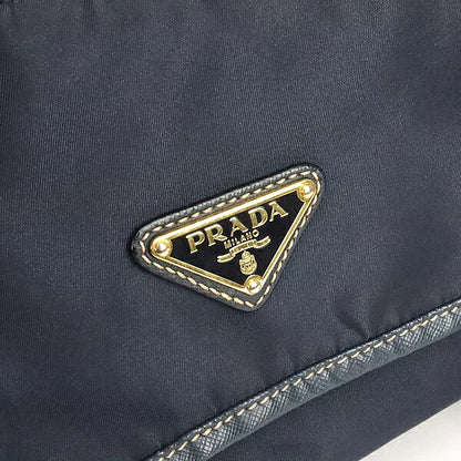 PRADA Triangle Logo Nylon Saffiano Messenger Bag Navy