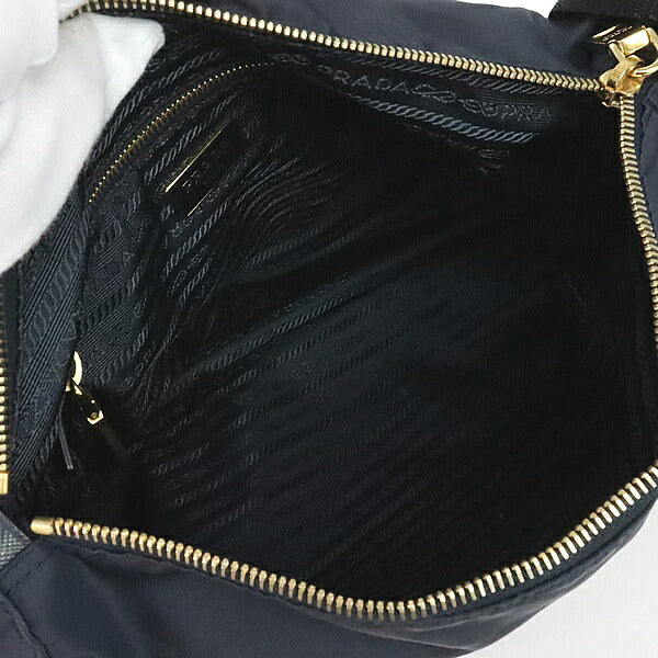 PRADA Triangle Logo Nylon Saffiano Messenger Bag Navy