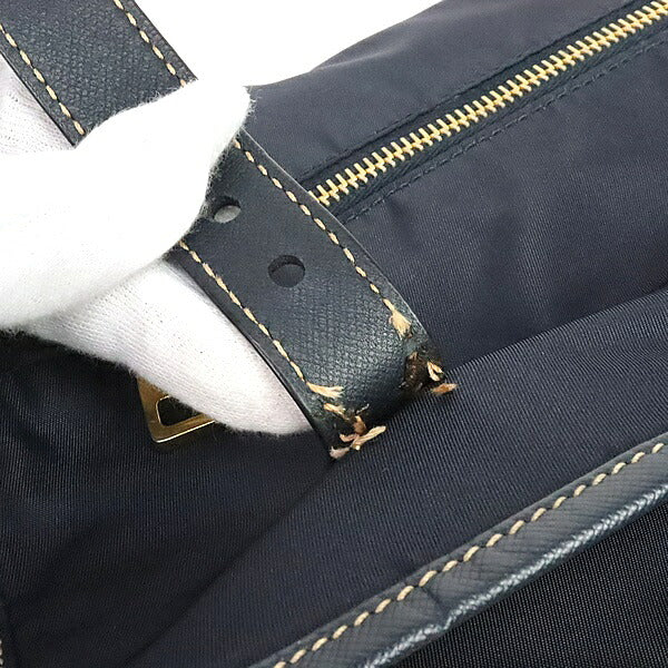 PRADA Triangle Logo Nylon Saffiano Messenger Bag Navy