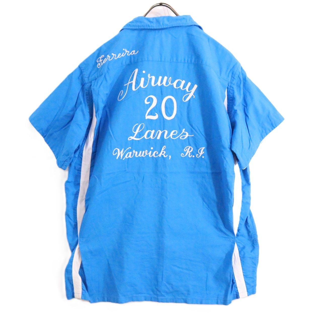 HILTON 50s 60s Vintage Bowling Shirt Blue Size L