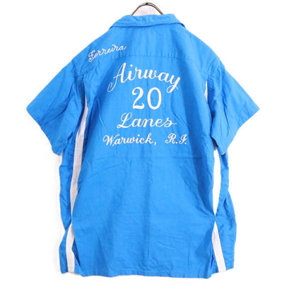 HILTON 50s 60s Vintage Bowling Shirt Blue Size L
