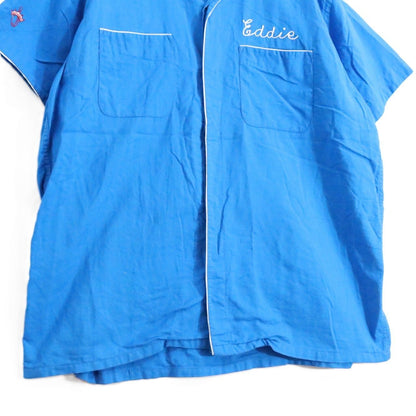 HILTON 50s 60s Vintage Bowling Shirt Blue Size L