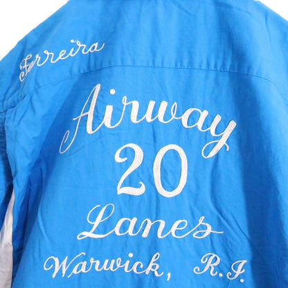 HILTON 50s 60s Vintage Bowling Shirt Blue Size L