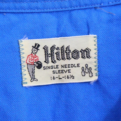 HILTON 50s 60s Vintage Bowling Shirt Blue Size L