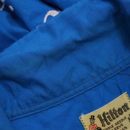 HILTON 50s 60s Vintage Bowling Shirt Blue Size L
