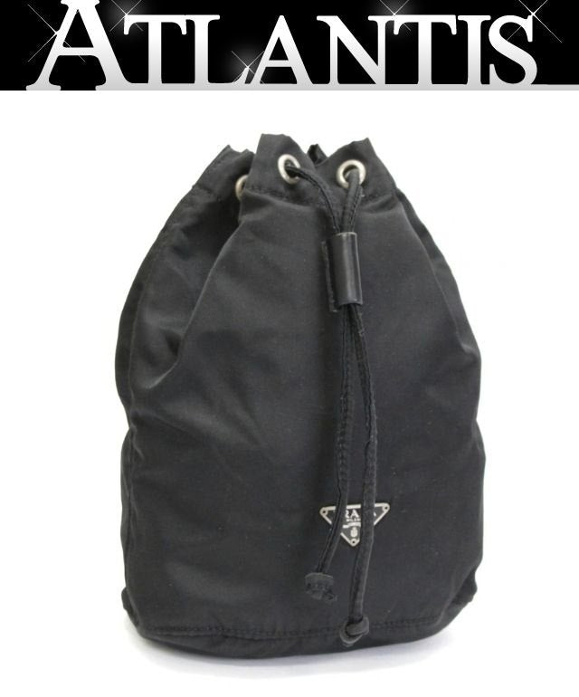 PRADA Drawstring Nylon Handbag Black