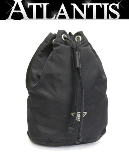 PRADA Drawstring Nylon Handbag Black