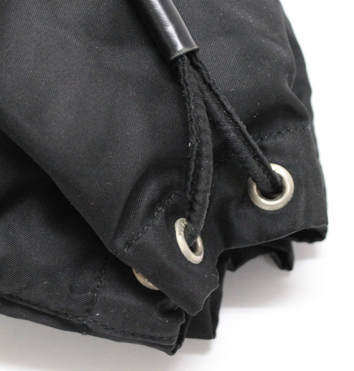 PRADA Drawstring Nylon Handbag Black