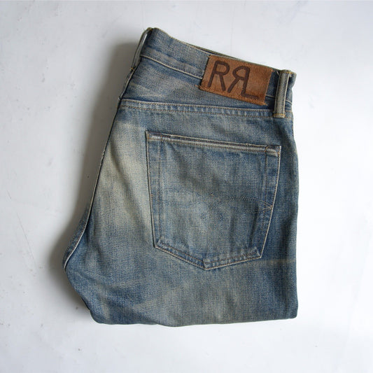 RRL Austin Wash Low-Straight Distressed Denim Size 32×32