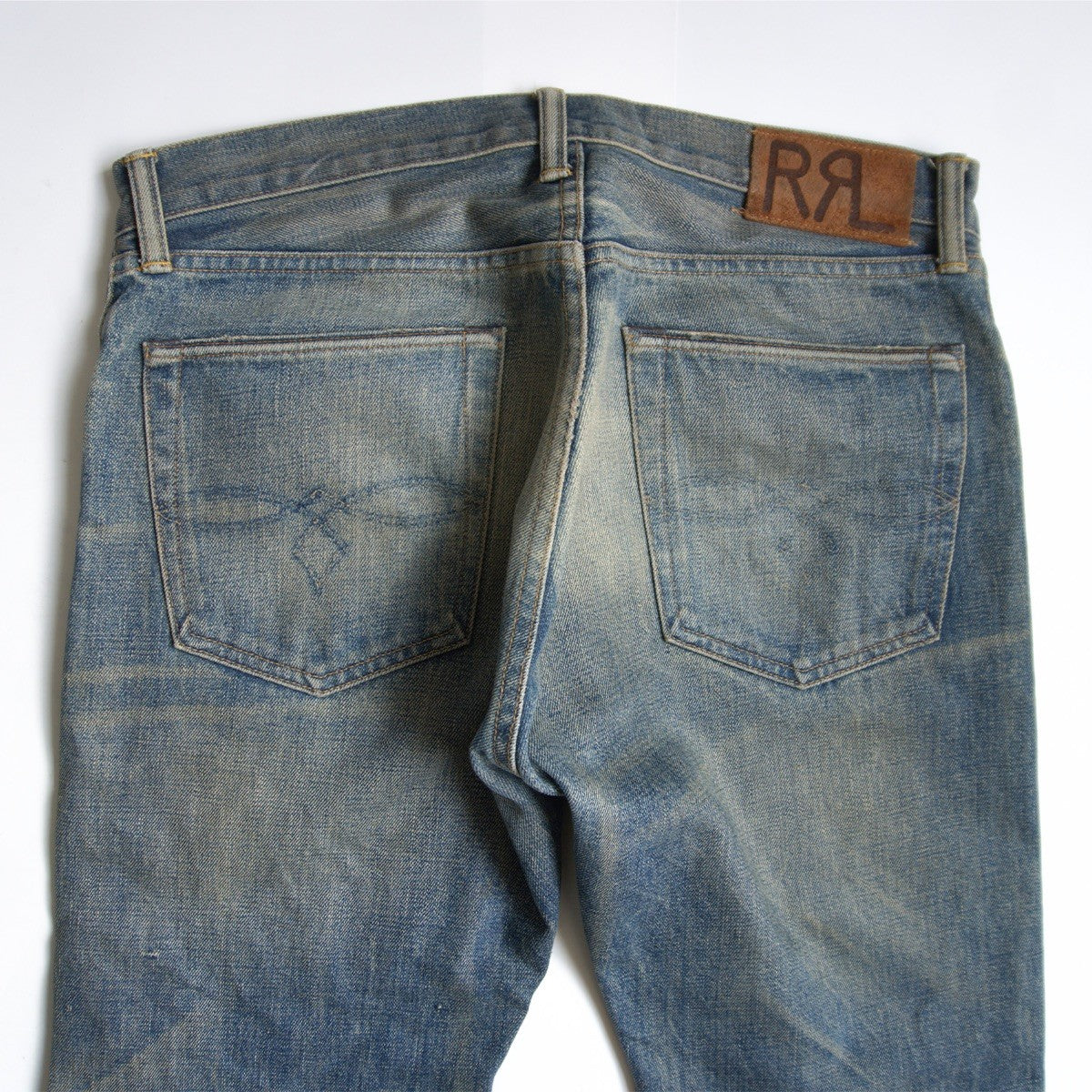 RRL Austin Wash Low-Straight Distressed Denim Size 32×32