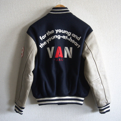 VAN JAC Wool & Leather Sleeve Varsity Jacket Size S