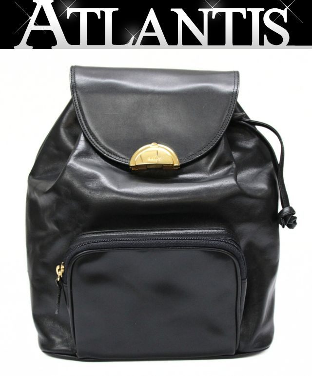 BALLY Vintage Leather Backpack Black