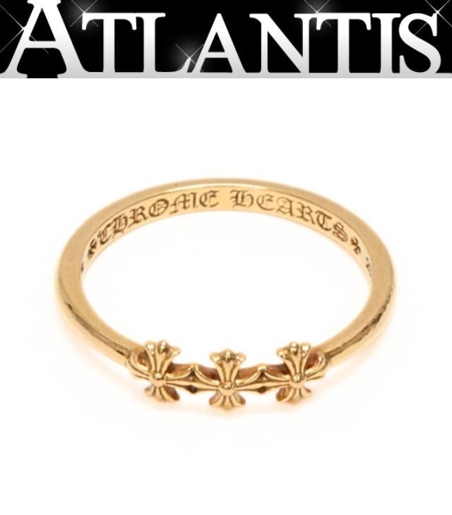 CHROME HEARTS 22K Bubblegum 3CH Plus Ring Gold Size JP 9