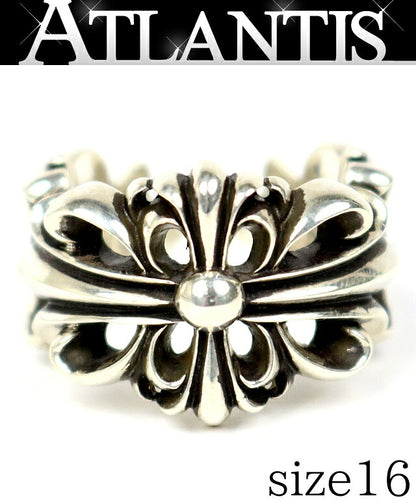 CHROME HEARTS Silver Double Floral Ring SV925 Size JP 16