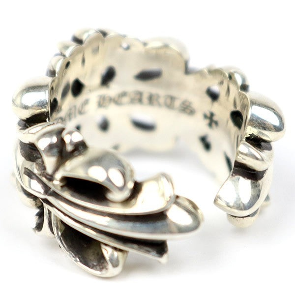 CHROME HEARTS Silver Double Floral Ring SV925 Size JP 16