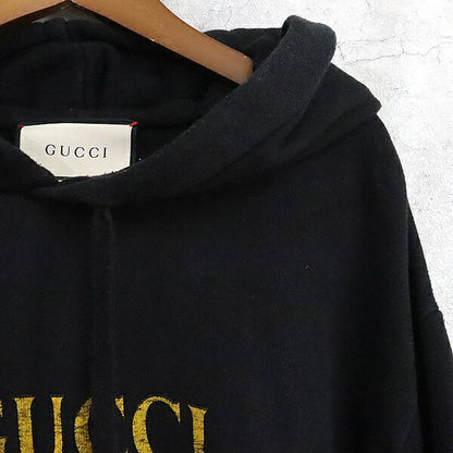GUCCI Vintage Logo Cotton Hoodie Black Size L