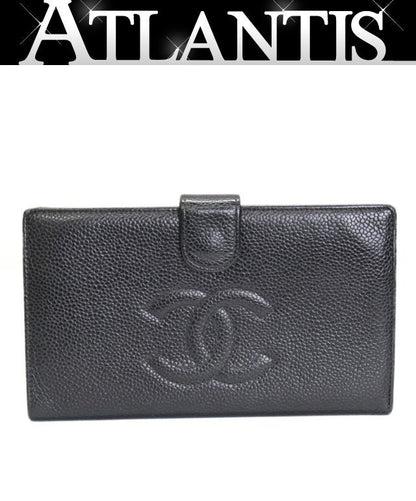 CHANEL Vintage Coco Mark Wallet Black