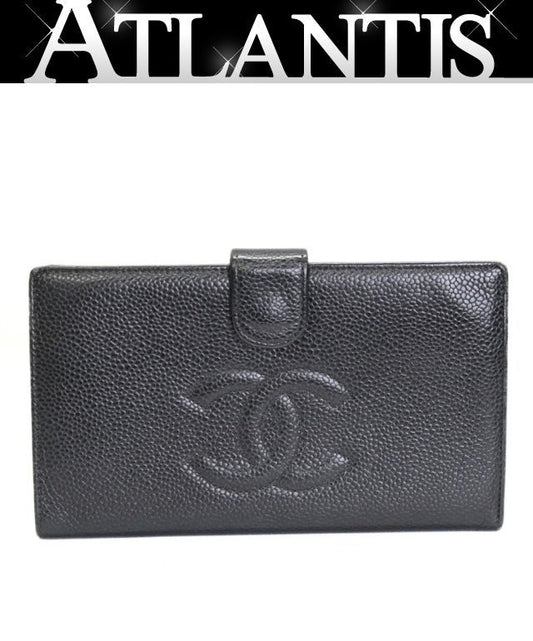 CHANEL Vintage Coco Mark Wallet Black
