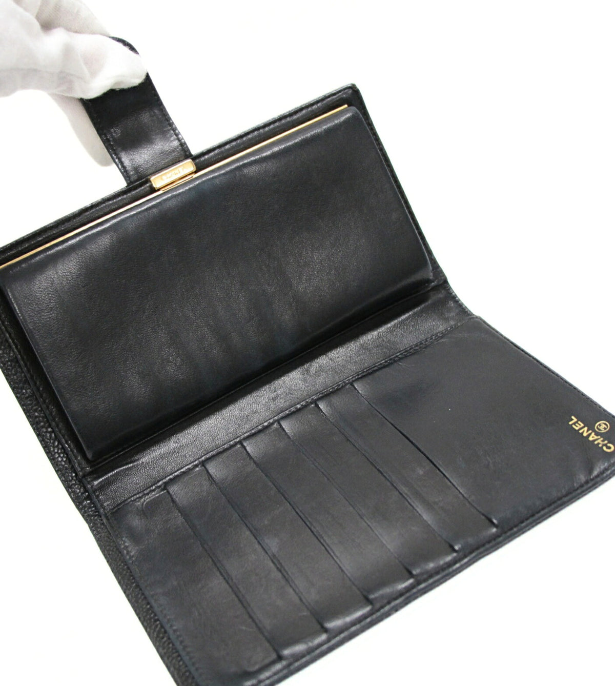CHANEL Vintage Coco Mark Wallet Black