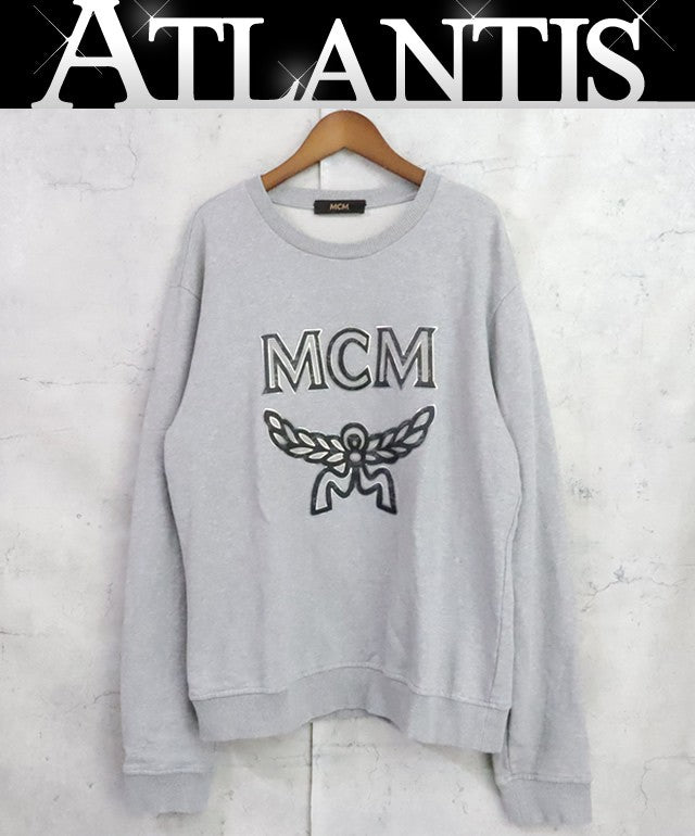 MCM Gray Classic Logo Cotton Sweatshirt Size M