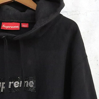 SUPREME supreme x Supreme 19SS Swarovski Crystal Box Logo Hoodie Black Size L