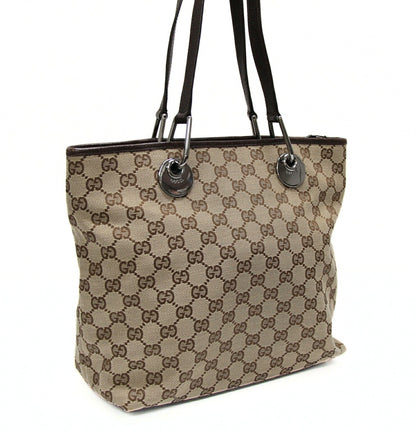 GUCCI Zippered Bucket GG Beige Brown Tote