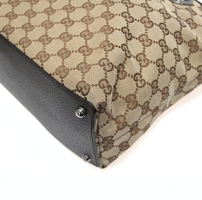 GUCCI Zippered Bucket GG Beige Brown Tote