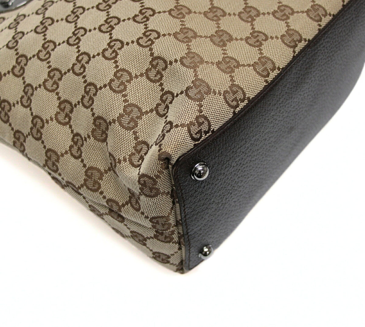 GUCCI Zippered Bucket GG Beige Brown Tote