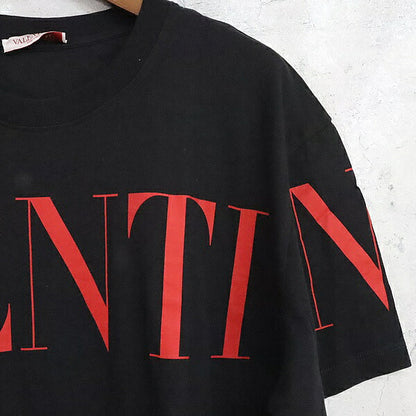 VALENTINO Black Cotton Front Red Logo T-Shirt Size L