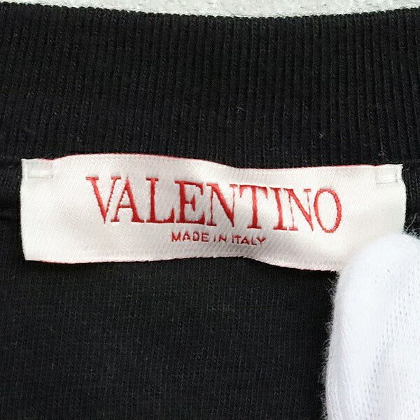 VALENTINO Black Cotton Front Red Logo T-Shirt Size L