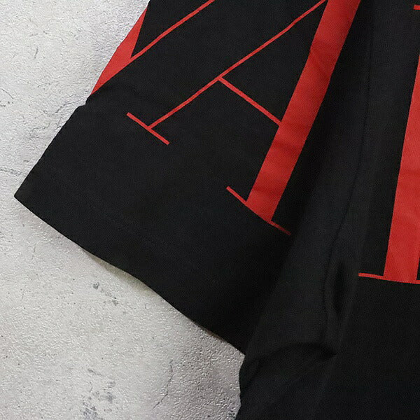 VALENTINO Black Cotton Front Red Logo T-Shirt Size L