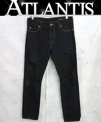 SAINT LAURENT PARIS 17SS Distressed Denim Black Size 31