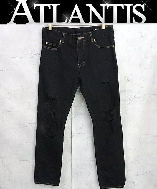 SAINT LAURENT PARIS 17SS Distressed Denim Black Size 31
