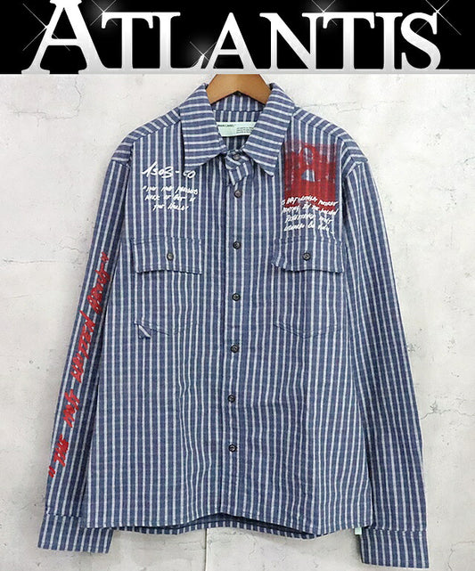 OFFWHITE 19SS Mona Lisa Check Shirt Blue Size M