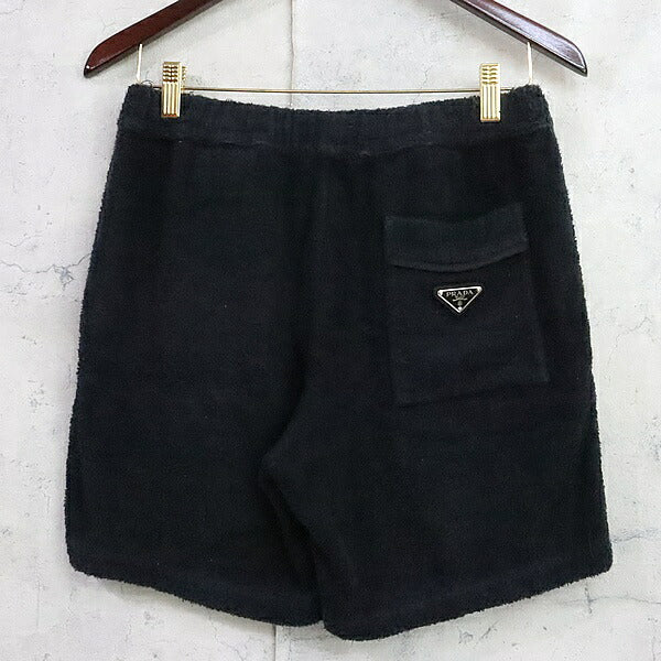 PRADA 22SS Triangle Logo Terry Shorts Black Size S