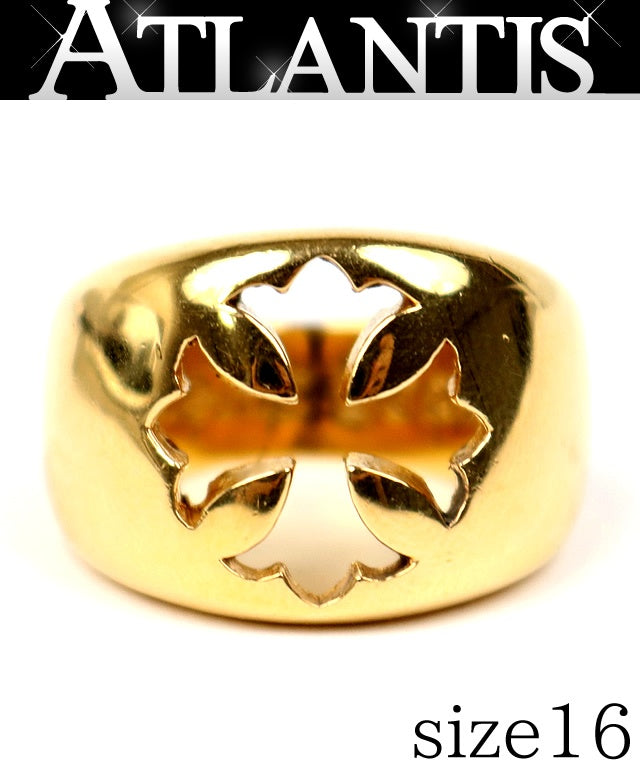CHROME HEARTS 22K Negative Space CH Ring Gold Size JP 16