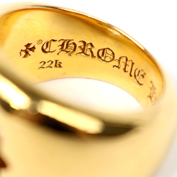 CHROME HEARTS 22K Negative Space CH Ring Gold Size JP 16