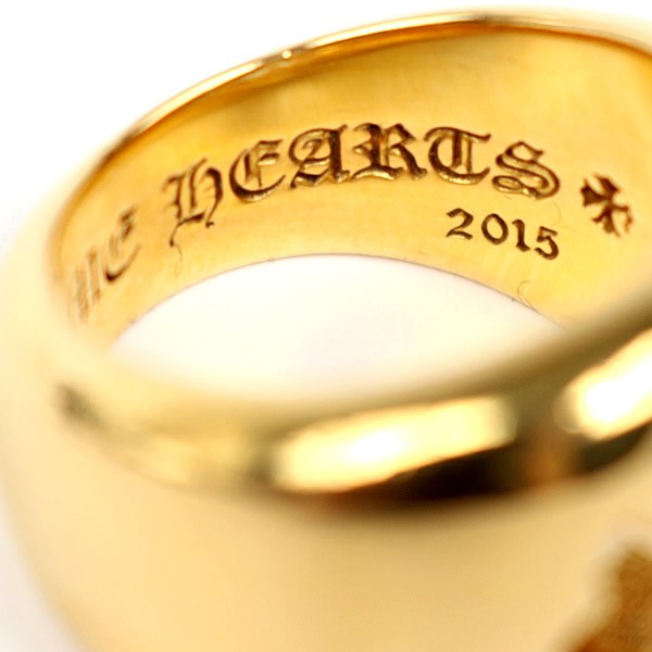 CHROME HEARTS 22K Negative Space CH Ring Gold Size JP 16