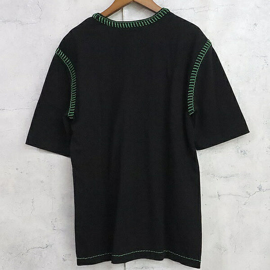 BOTTEGA VENETA Overlock Stitch T-Shirt Black Cotton Size S