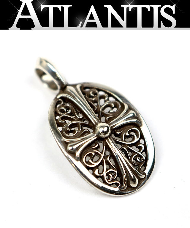 CHROME HEARTS Classic Oval Cross SV925 Pendant Charm Silver
