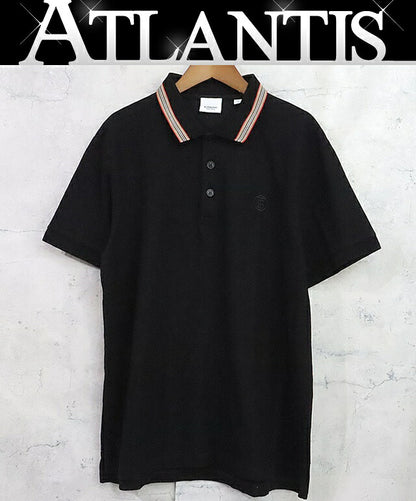 BURBERRY PIERSON Icon Stripe Pique Polo Shirt Black Size LG