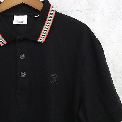 BURBERRY PIERSON Icon Stripe Pique Polo Shirt Black Size LG