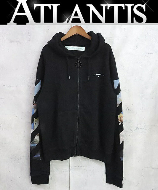 OFFWHITE 19SS Multi-color Cotton Zip Hoodie Black Size S