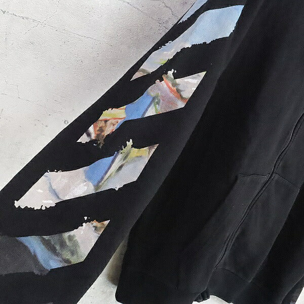 OFFWHITE 19SS Multi-color Cotton Zip Hoodie Black Size S